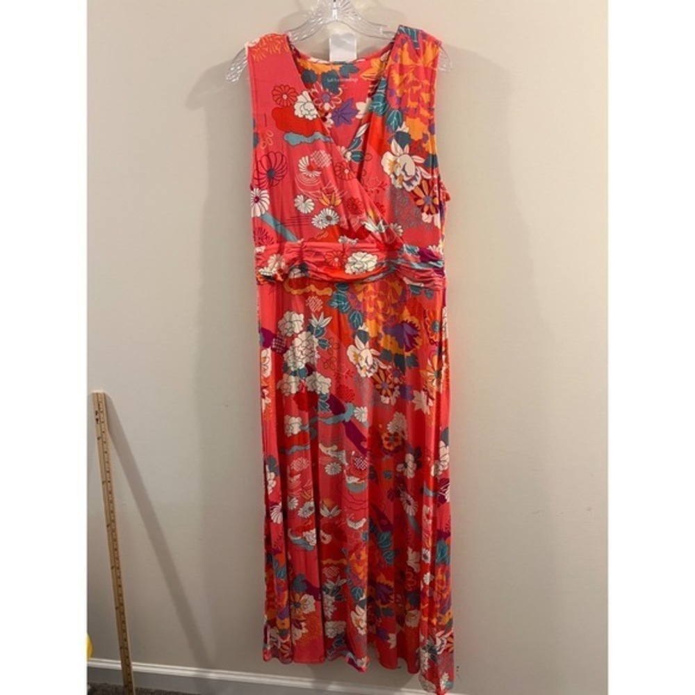 Soft Surroundings Sz L  Multi Colored Floral/Pink Sleeveless Pullover Maxi Dress